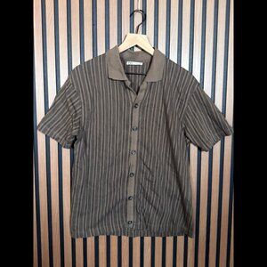 Zara Knitted Shirt Medium Men’s Dark Brown Short Sleeve Open Knit Casual Beachy